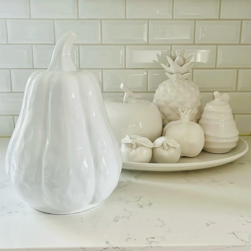 Crate&Barrel XLarge White Ceramic Gourd